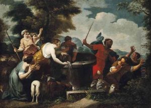 Moses Defending The Daughters Of Jethro by Ciro Ferri