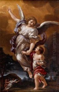 L'ange Gardien (after Pierre De Cortone) by Ciro Ferri