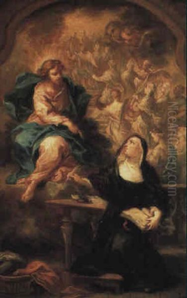 St. Theresa Of Avila Interceding For Souls In Purgatory - view 1
