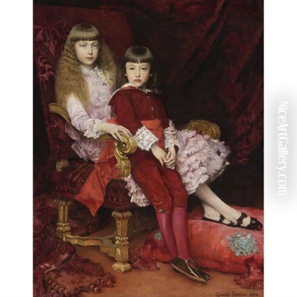 Portrait Of The Duc De Chartres' Children: The Duc De Guise And One Of His Sisters, The Future Duchesse De Magenta - view 1
