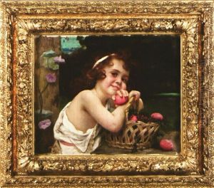 Portrait D"odette, Enfant Au Panier De Fruits