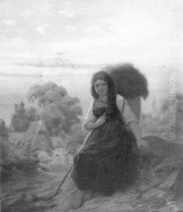 Rastendes Heumadchen Bei Der Ruckkehr Zum Dorf by Gabriel Joseph Marie Augustin Ferrier