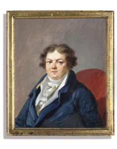 Prince Dmitrii Ivanovich Naryshkin, In Blue Coat, White Waistcoat And Frilled Cravat, Seated In A Red Chair
