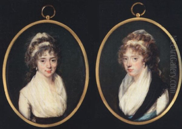 Portrait Of Lady Elizabeth Wearing White Bandeau In Her Long Hair, Drop Pearl Earrings And White Dress - view 1
