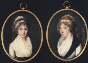 Portrait Of Lady Elizabeth Wearing White Bandeau In Her Long Hair, Drop Pearl Earrings And White Dress