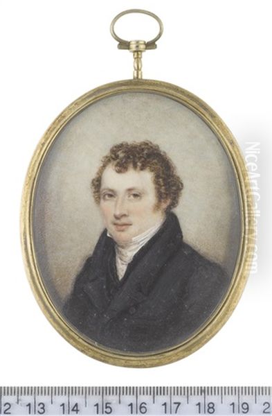 Charles James Beverly Frs (1786-1868) And His Wife, Harriet Beverly: The Former, Wearing Black Coat, Waistcoat, White Chemise And Stock (pair) - view 1