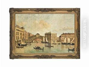 Gondolas On The Grand Canal, Venice by Luis Ferrini