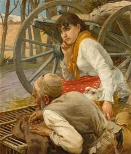 Marktfrau Am Strassenrand by Egisto Ferroni