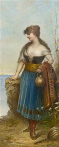 Woman With A Basket by Egisto Ferroni