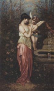 The Poetry Of Love By The Fountain by Egisto Ferroni