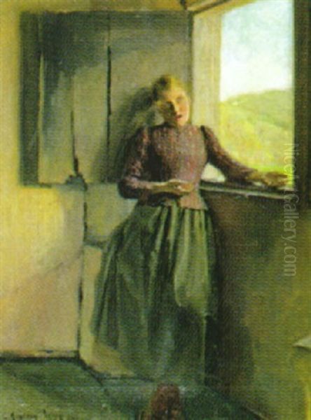 Singende Junge Frau Am Fenster - view 1