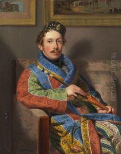 Junger Herr Im Rauchermantel by Leopold Fertbauer