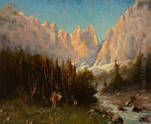 Elk By A Canyon Stream