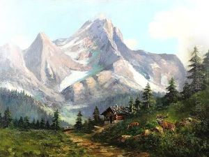 Mountain Scene With Stag Calling