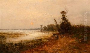 Sunset Over The Lake by John Fery
