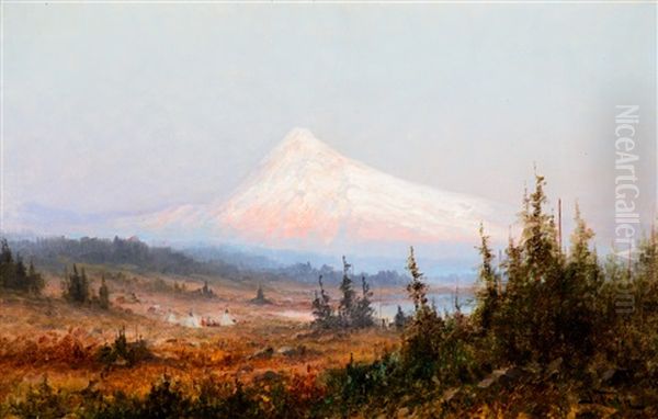 Indian Encampment At Mt. Hood - view 1