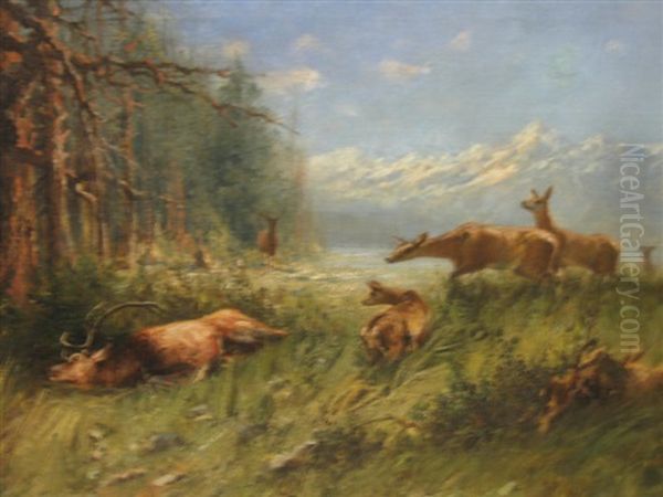 Wounded Elk In Mountain Landscape - view 1
