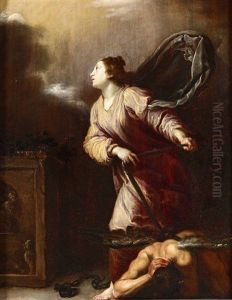 Santa Giuliana Di Nicomedia Con Il Demonio Alla Catena by Domenico Feti