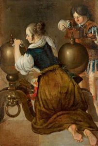 Allegorie Des Feuers, Eine Frau Beim Putzen Von Feuerbocken, Allegoria Del Fuoco