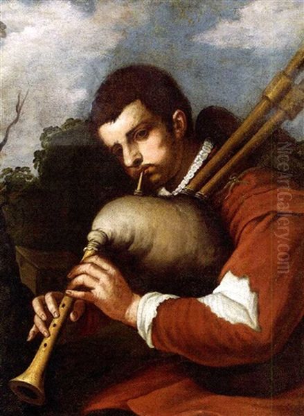 A Young Man Playing The Doodlesack - view 1