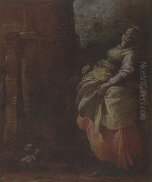A Woman Standing Before An Entrance To A House - view 1