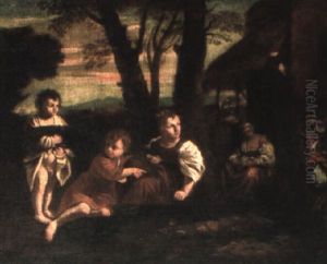 Landscape With Children Resting Beside A House Landscape With Children Resting Beside A House