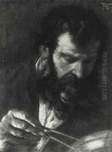 Philosopher With A Globe And Holding Dividers by Domenico Feti