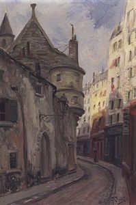 Blick In Eine Alte Strase Im Pariser Quartier Latin