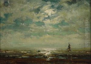 Am Strand Von Katwijk Bei Sonnenuntergang