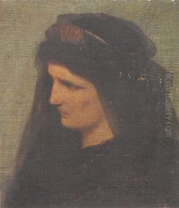 Junge Frau In Trauerkleidung by Anselm Friedrich Feuerbach