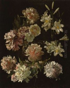 Blumenstillleben Mit Paonien Und Lilien by Anselm Friedrich Feuerbach