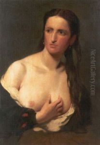 Portrat Der Nanna (modell Des Malers?) Mit Entbloster Brust by Anselm Friedrich Feuerbach