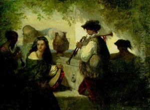 Junge Musikanten Am Brunnen Junge Musikanten Am Brunnen