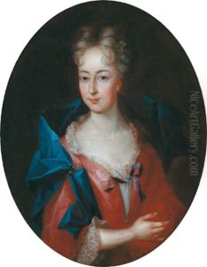 Bildnis Einer Hofdame In Einem Roten, Seidenen Spitzenbesetzten Kleid by Johann Peter Feuerlein