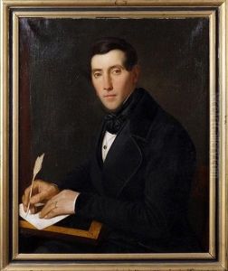 Portrait De Louis-edouard Bidault Et Portrait De Maire-joe Justine Bidault, Nee Delaporte (2 Works)