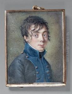 Portrait D'un Jeune Officier En Habit Bleu Fonce