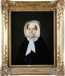 Portrait De Femme Au Noeud Bleu