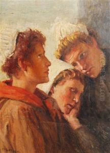 Three Women Conversing by Eugene Feyen