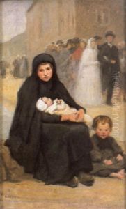 Mere Et Enfant, La Sortie De L'eglise