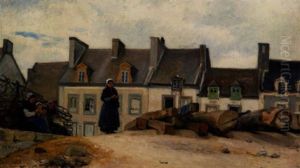 Scene De Village Breton by Jacques Eugene Feyen