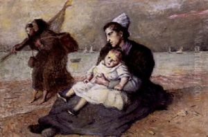 Femme De Marin Et Son Enfant Devant La Rade Femme De Marin Et Son Enfant Devant La Rade