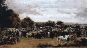 Marche Aux Bestiaux En Bretagne by Jacques Eugene Feyen