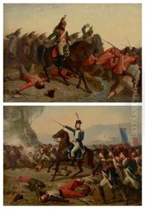 Charge De Cavalerie Scene Des Guerres D'italie (2 Works)