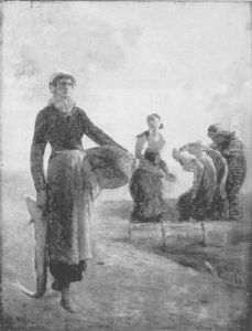 Women On A Beach Collecting Shellfish Women On A Beach Collecting Shellfish