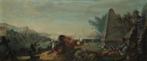 Landschaft Mit Pastoraler Szene (+ Landschaft Mit Galanter Szene, Lrgr; 2 Works) by Franz Feyerabend