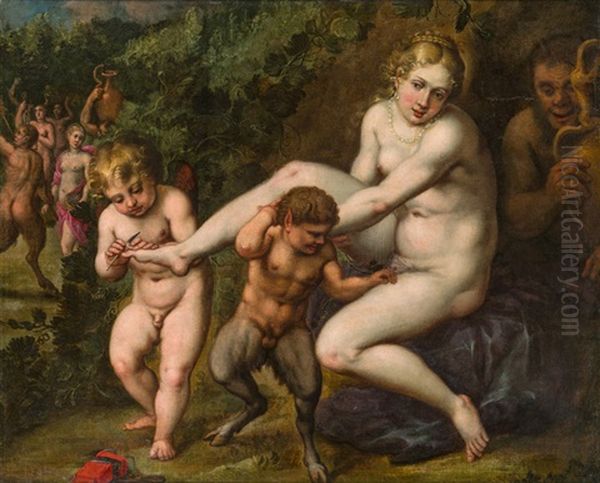 Venus Und Amor Mit Einem Satyr - view 1