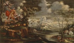 Landschaft Mit Dem Opfer Isaaks (+ Landschaft Mit Jakob Und Dem Brennenden Dornbusch; Pair)