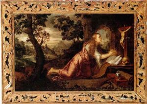 The Penitent Magdalen In An Extensive River Landscape by Paolo Fiammingo