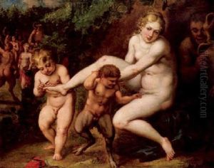 Venus, Deren Sohn Amor Ihr Die Nagel Schneidet, Mit Satyrn In Einer Waldlandschaft