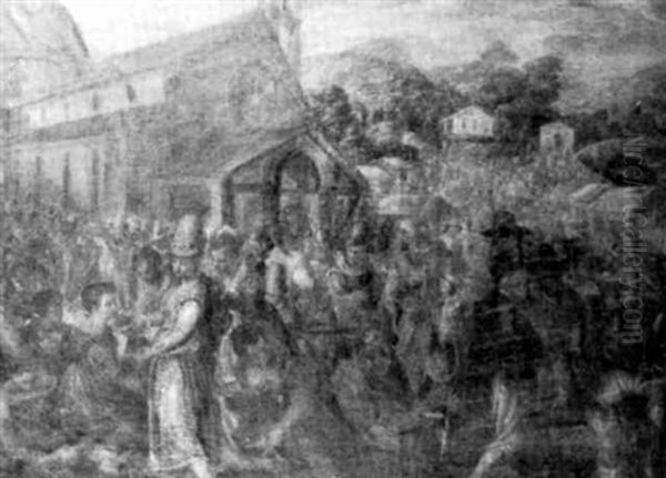 A Capriccio Festival Scene With Numerous Figures Outside Santa Maria Dei Fiori - view 1